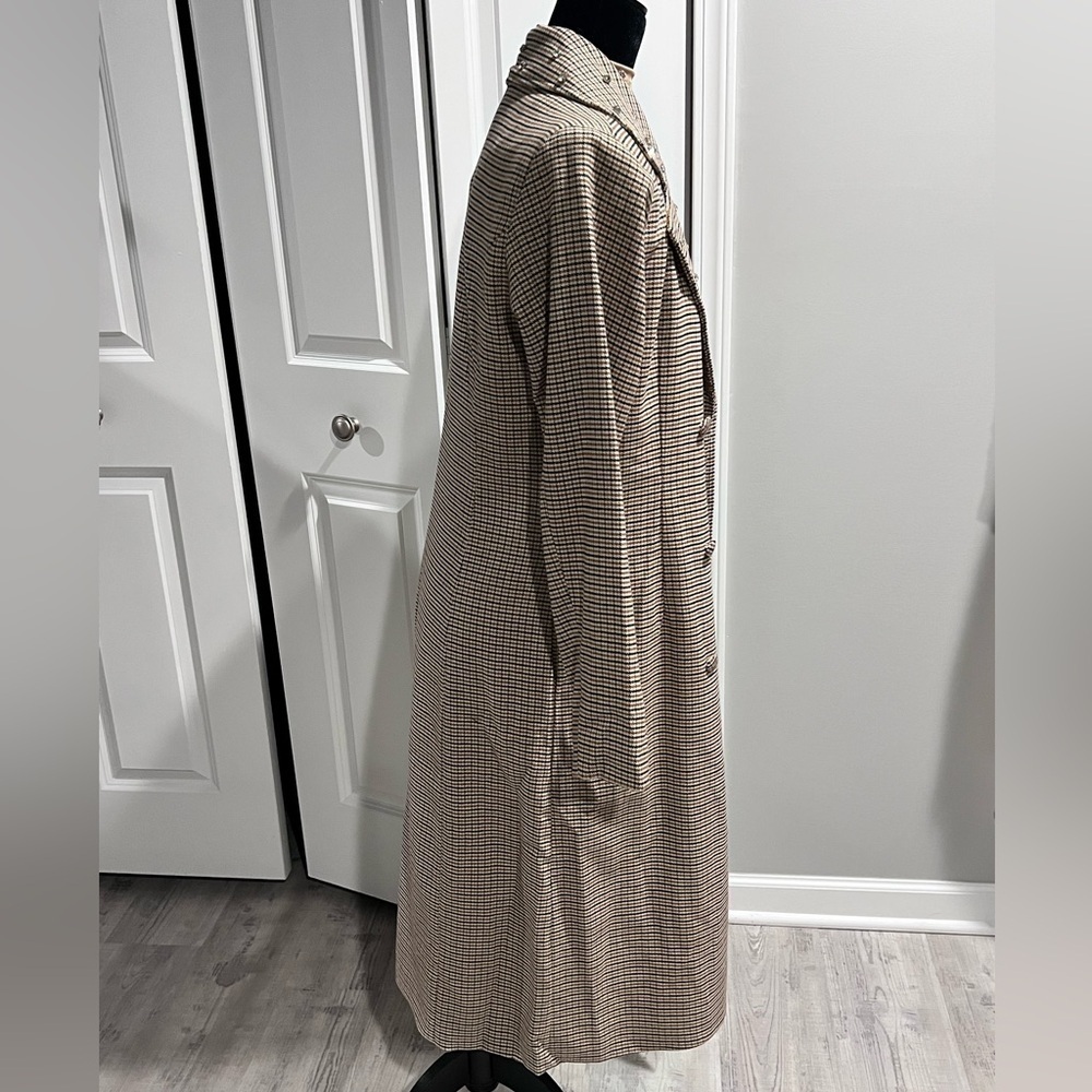 VENUS Houndstooth Longline Trench Coat Chic Neutral Plaid Jacket - Picture 8 of 12